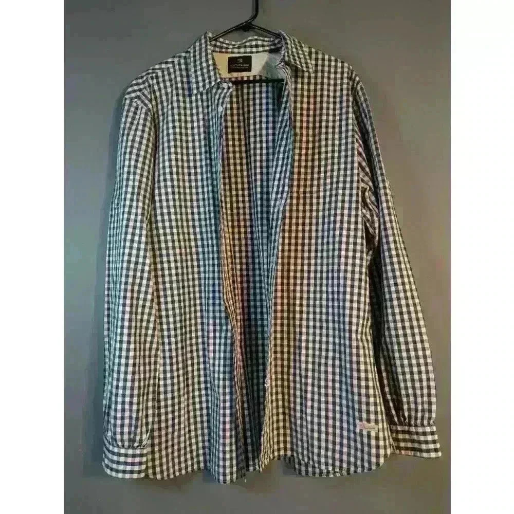 Men's Scotch & Soda Blue & White Plaid button down Shirt XXL preppy